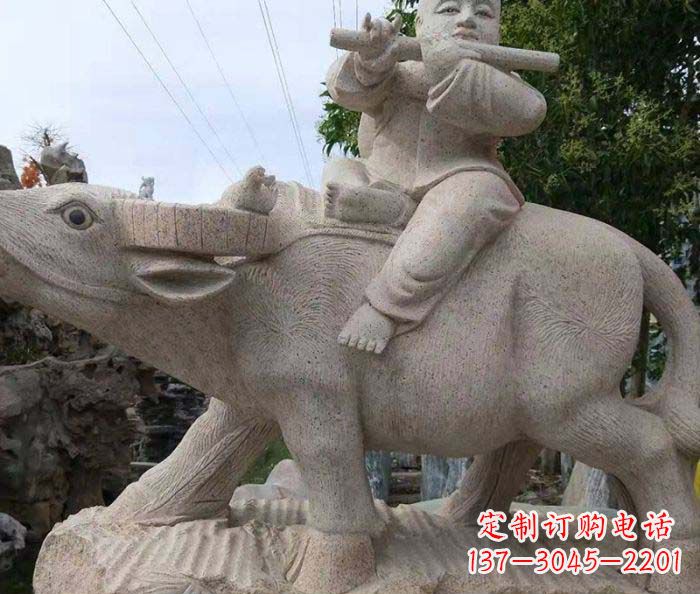 湖南典雅优美的牧童石雕
