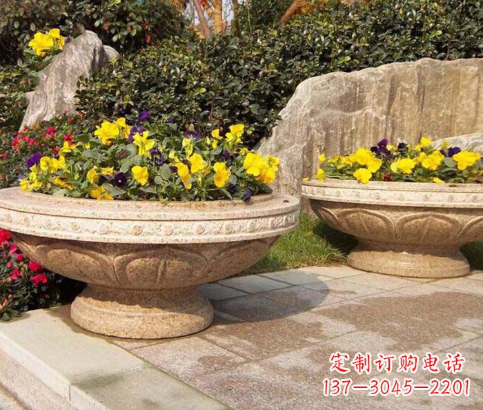 湖南公园景观砂岩花盆石雕 (2)