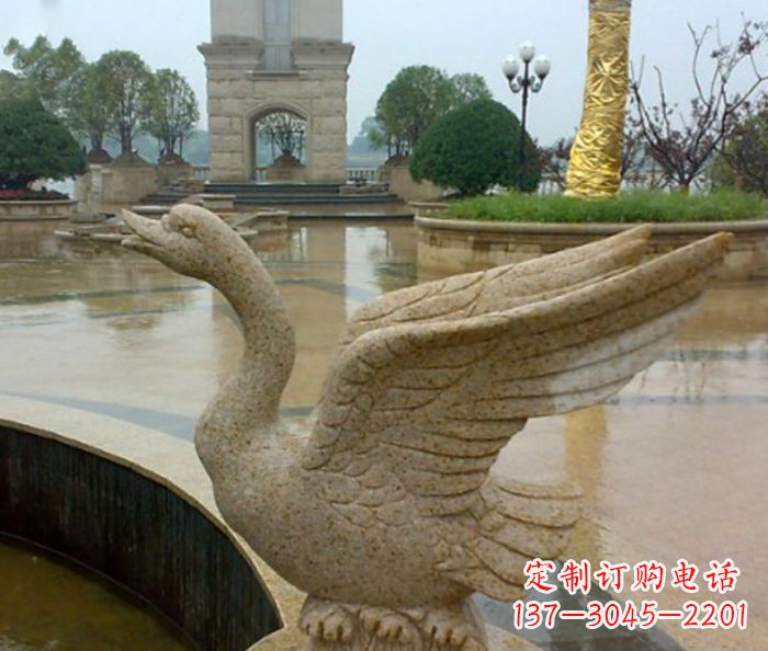 湖南公园景观砂岩天鹅喷泉石雕