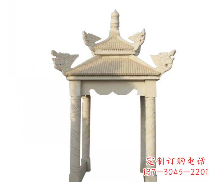 湖南公园景观四角凉亭石雕