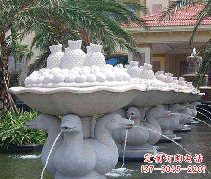 湖南公园景观天鹅喷泉石雕
