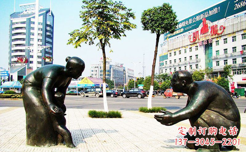 湖南铜质小孩学走路雕塑