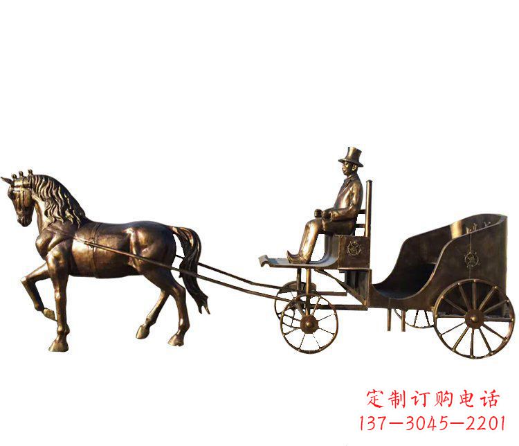 湖南马车玻璃钢仿铜雕塑