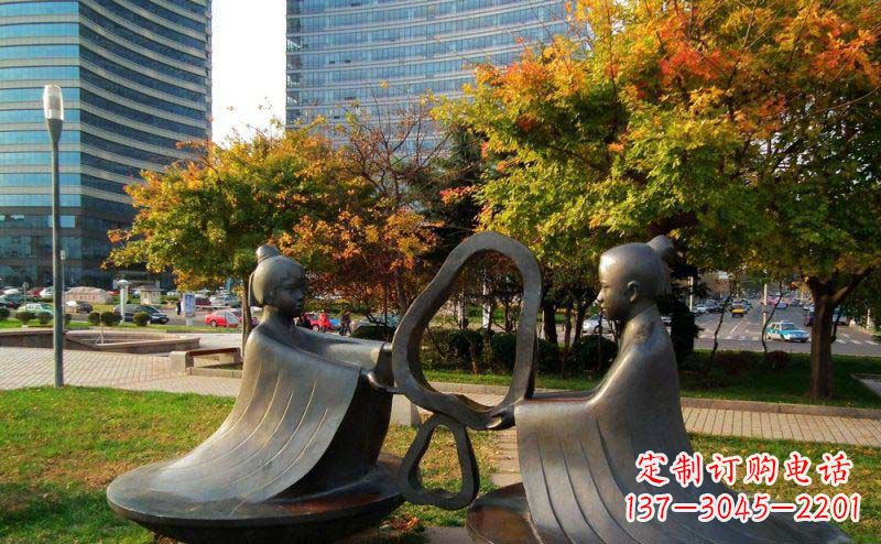 湖南公园孔融让梨景观铜雕 (2)