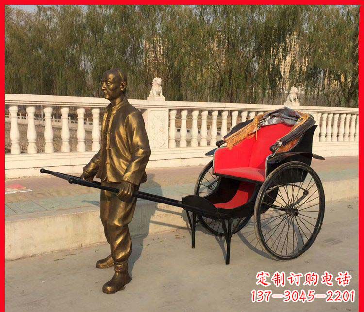 湖南黄包车铜雕精湛工艺，体现传统文化