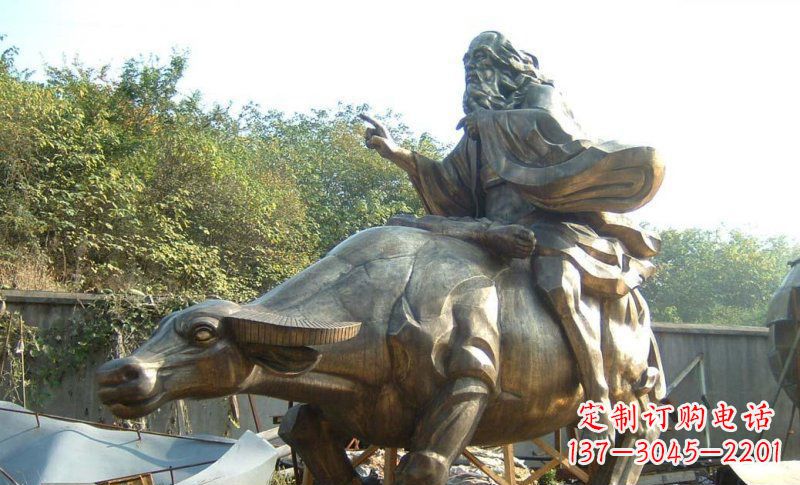 湖南中领雕塑艺术精美大型老子骑牛景观雕塑