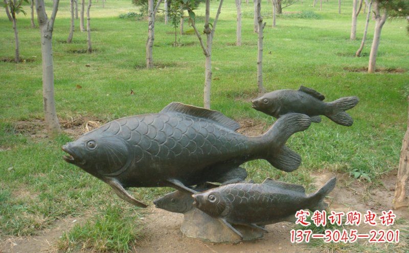 湖南公园鲤鱼动物铜雕 (2)