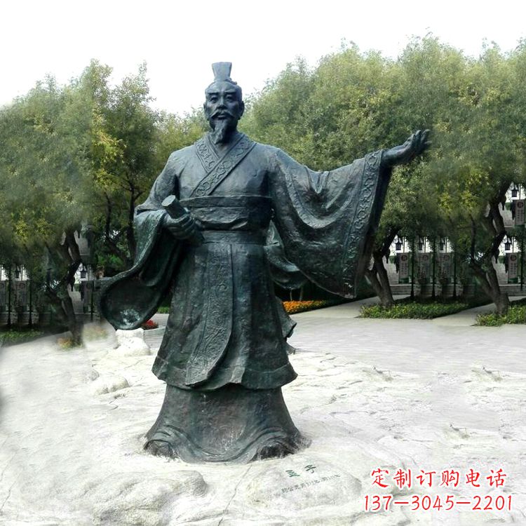 湖南公园历史名人战国时期著名思想家孟子铜雕塑像