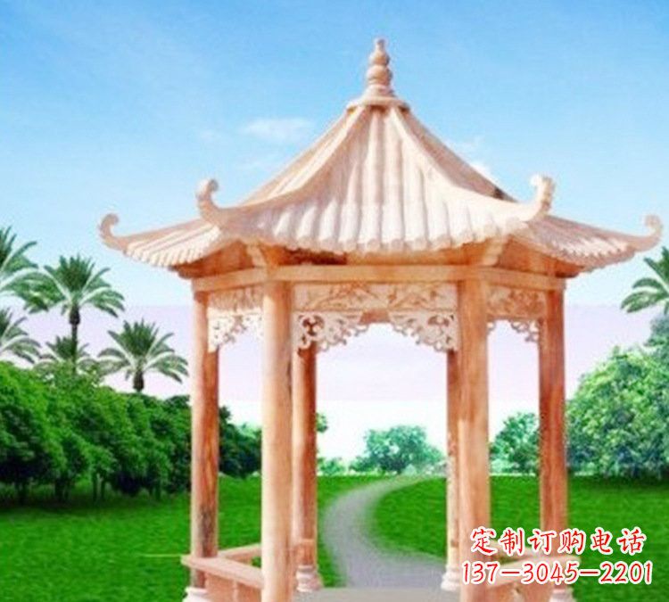 湖南公园六角凉亭石雕