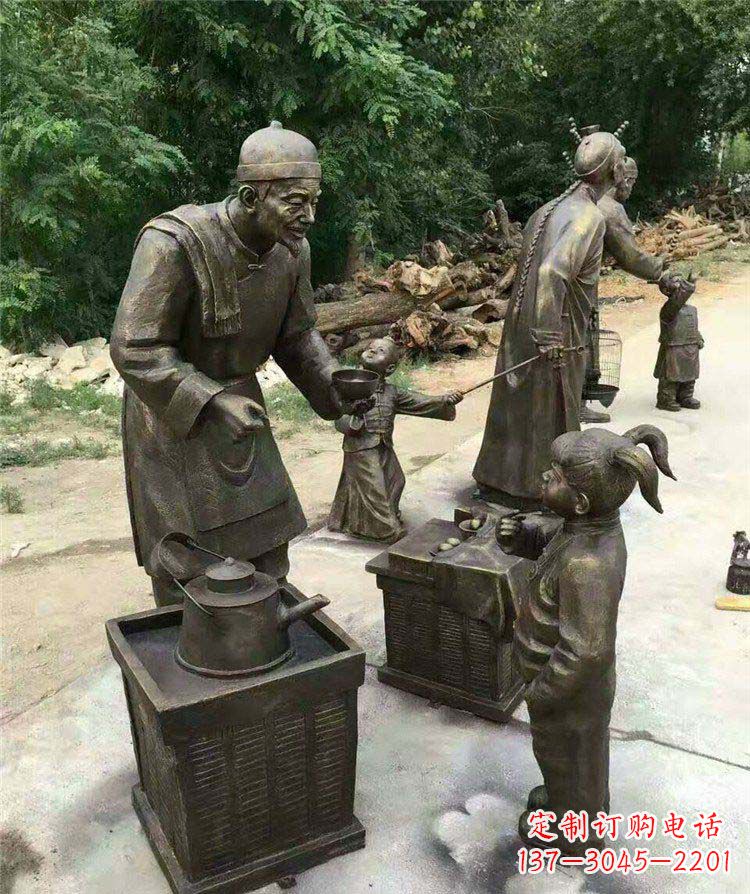 湖南公园买茶喝的小女孩人物小品铜雕