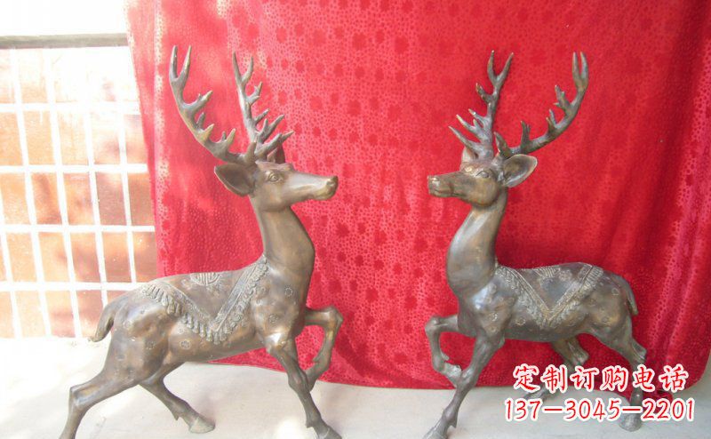 湖南公园梅花鹿动物铜雕 (6)