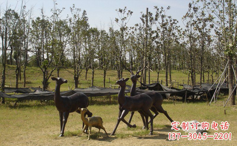 湖南优雅雕塑-梅花鹿铜雕
