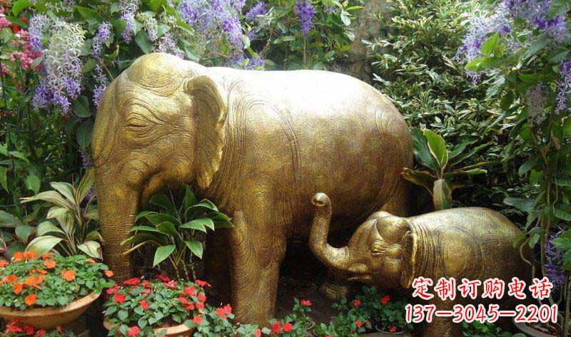 湖南铜雕母子象艺术雕塑