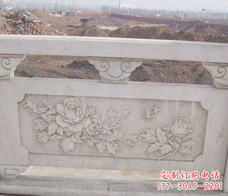湖南牡丹花浮雕石栏板景观雕塑