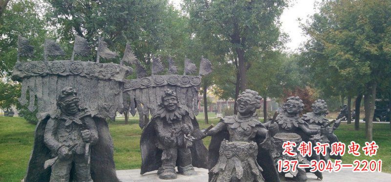 湖南领雕塑扭秧歌老人铜雕
