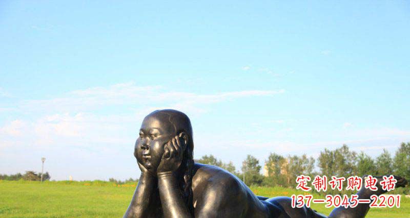 湖南美好时光,萌萌哒胖女孩青铜雕塑