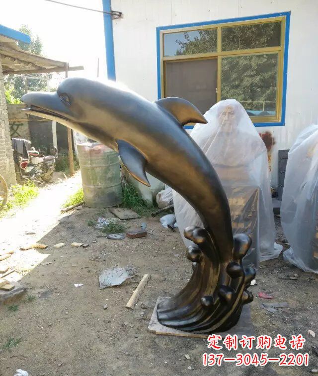 湖南海豚铜雕塑,精美艺术之作