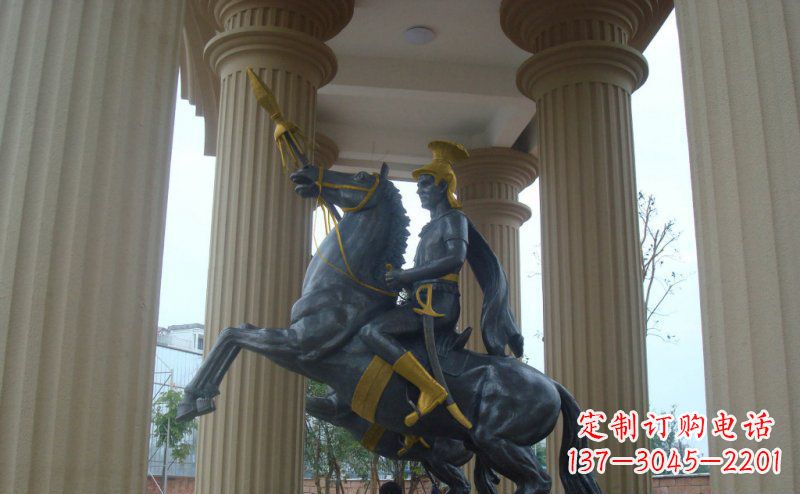 湖南公园骑马的罗马士兵人物铜雕