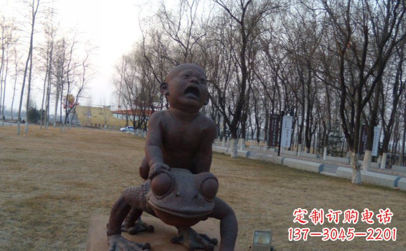 湖南中领雕塑铸造的可爱萌趣青蛙铜雕