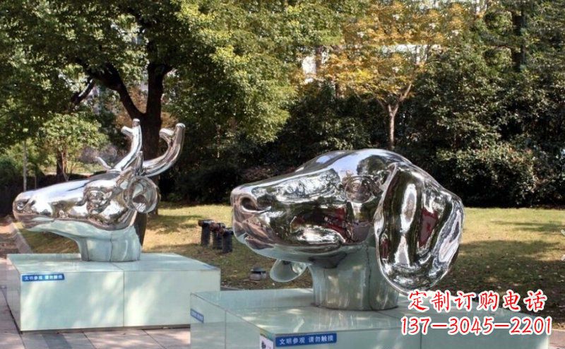 湖南不锈钢十二生肖头像雕塑