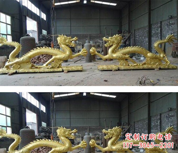 湖南古典传统双龙戏珠铜雕塑