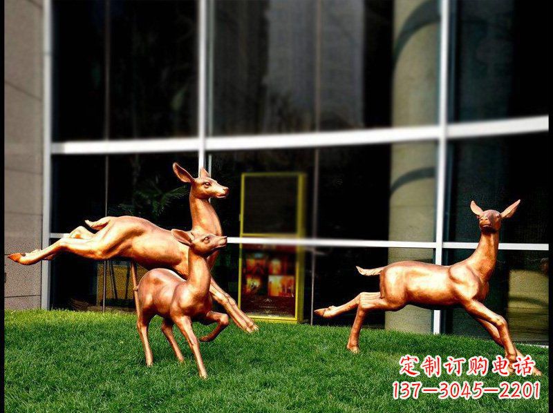 湖南精美青铜动物雕塑——小鹿奔跑