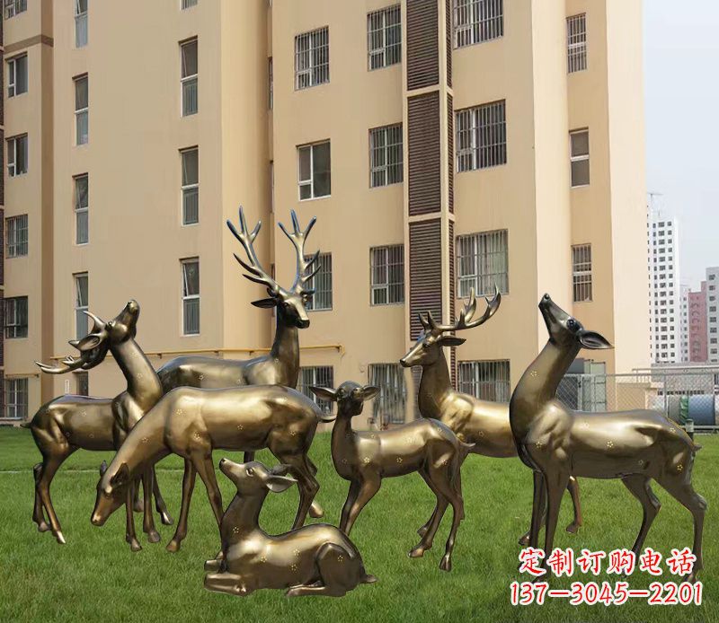 湖南高贵典雅的梅花鹿铜雕