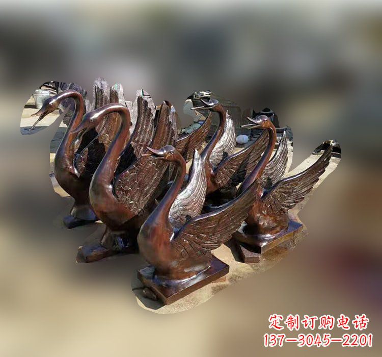 湖南公园铜雕天鹅