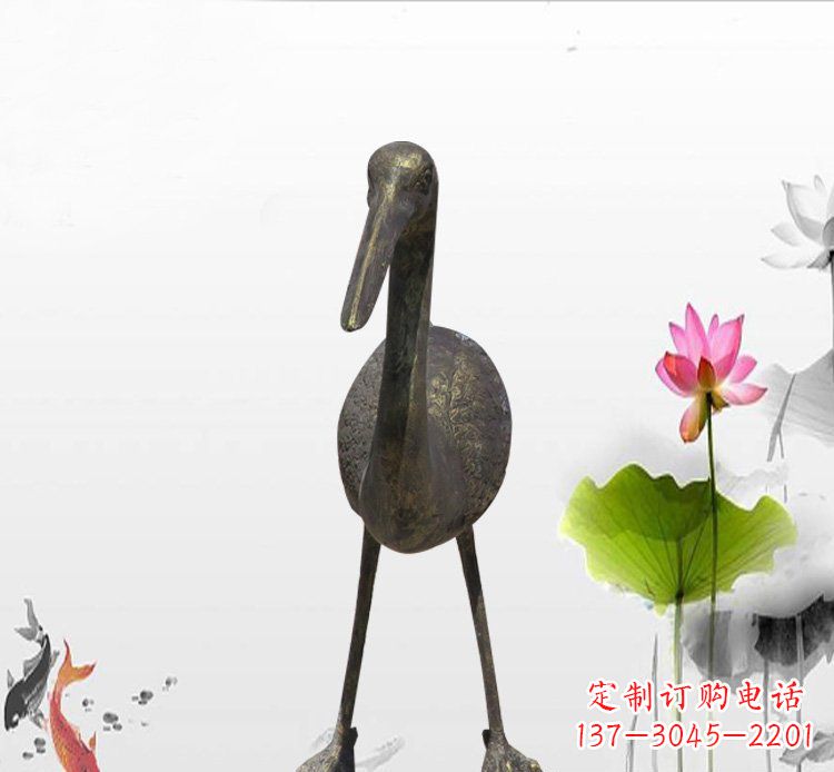 湖南公园铜雕仙鹤动物雕塑
