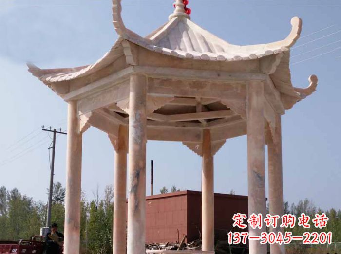 湖南红六角凉亭雕塑