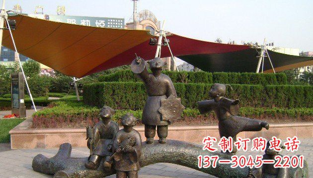 湖南装饰性的小孩放风筝铜雕