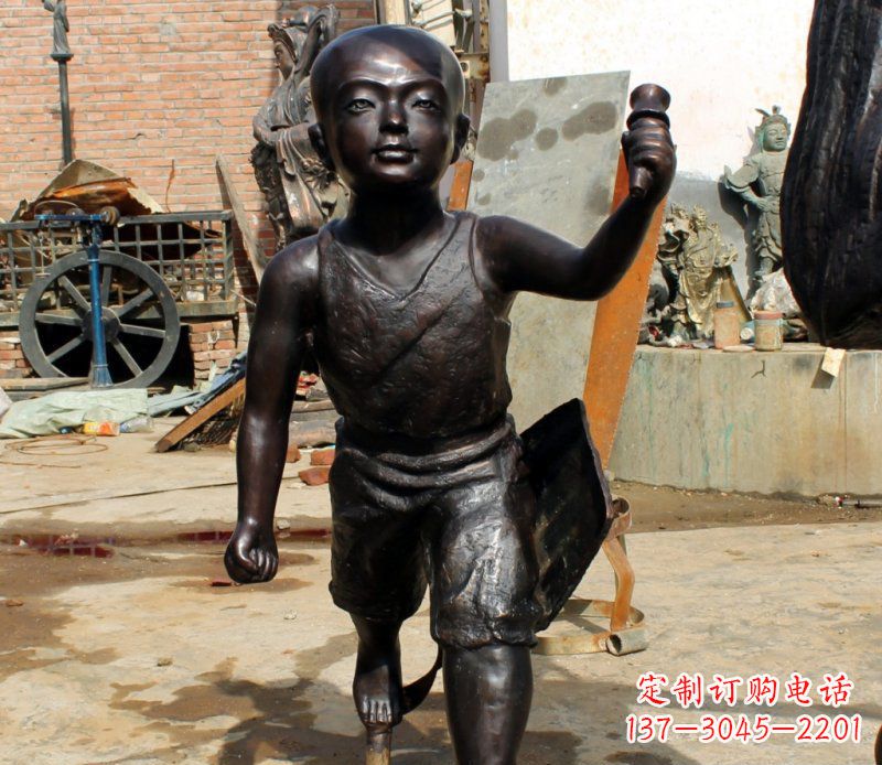湖南打造完美的小孩铜雕,让童趣活跃