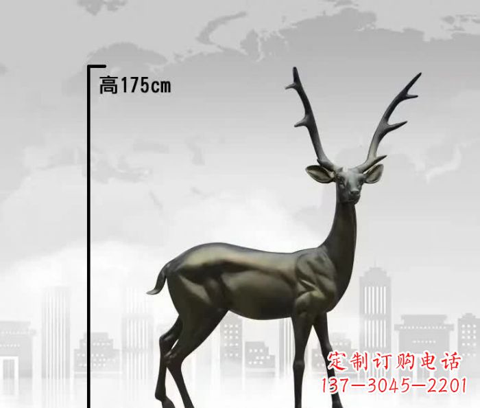 湖南精致优雅的铜制公园小鹿雕塑