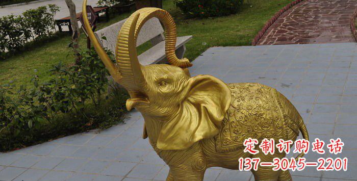 湖南公园小象动物铜雕