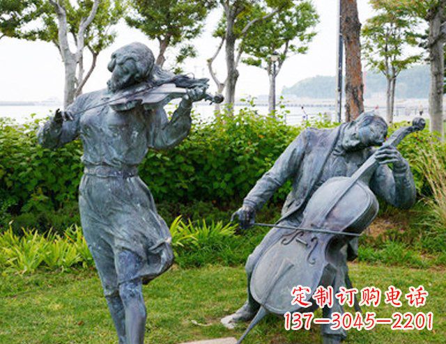 湖南双面演奏大提琴&小提琴铜雕塑