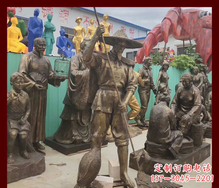 湖南新中式鸬鹚铜雕塑