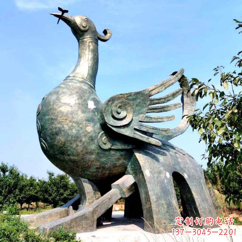 湖南公园园林朱雀铜雕景观雕塑