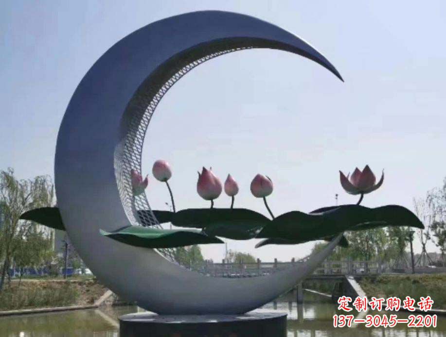 湖南公园月亮不锈钢景观装饰雕塑