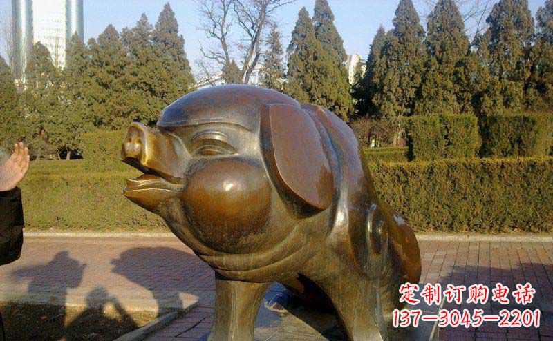湖南定制公园猪铜雕
