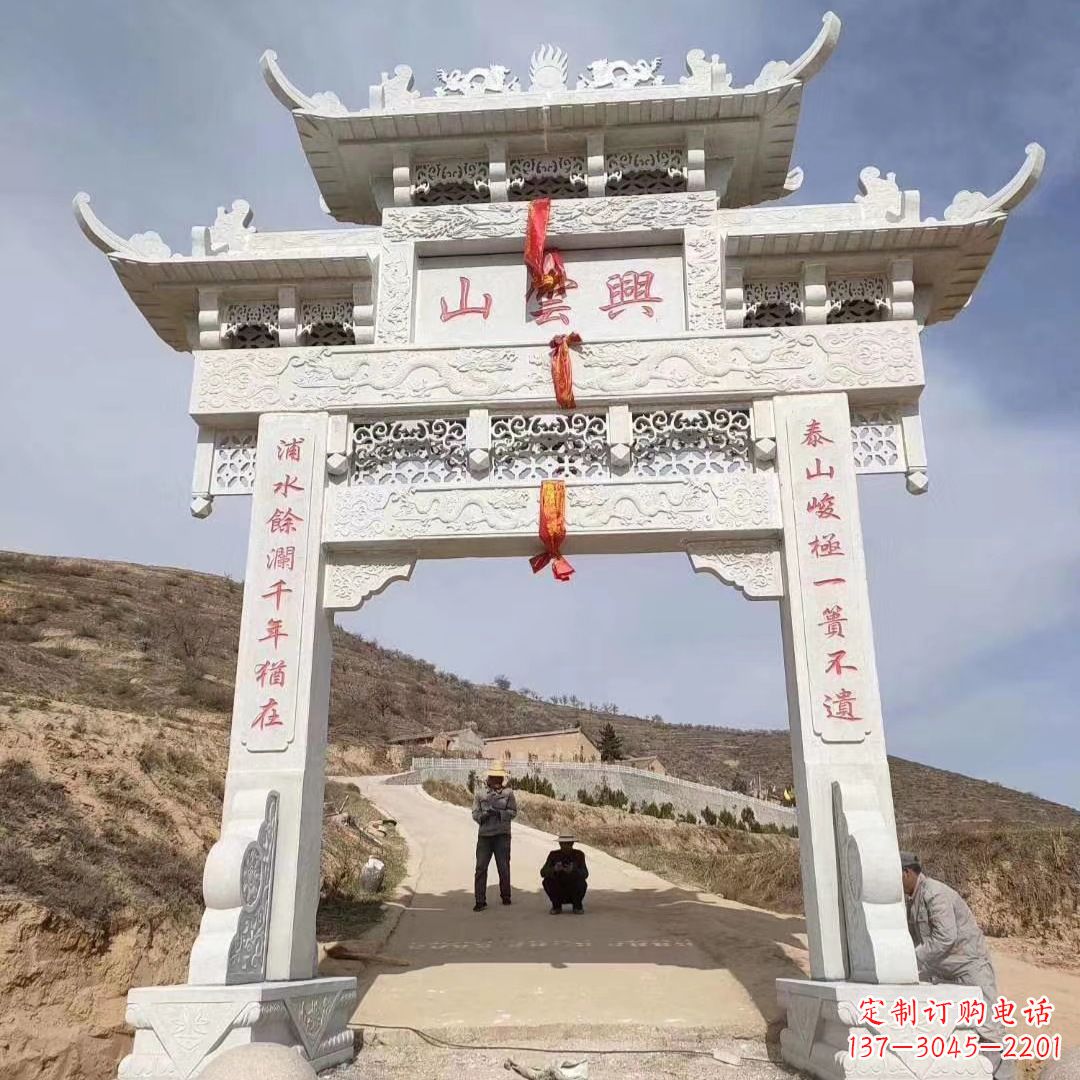 湖南传统玉石牌楼雕塑