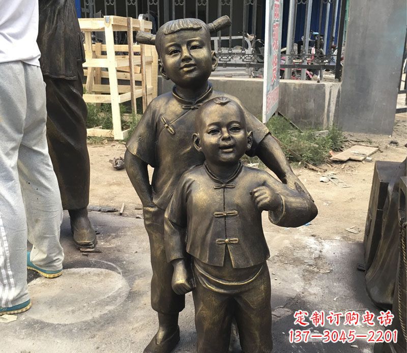 湖南中领雕塑纯手工古典儿童铜雕