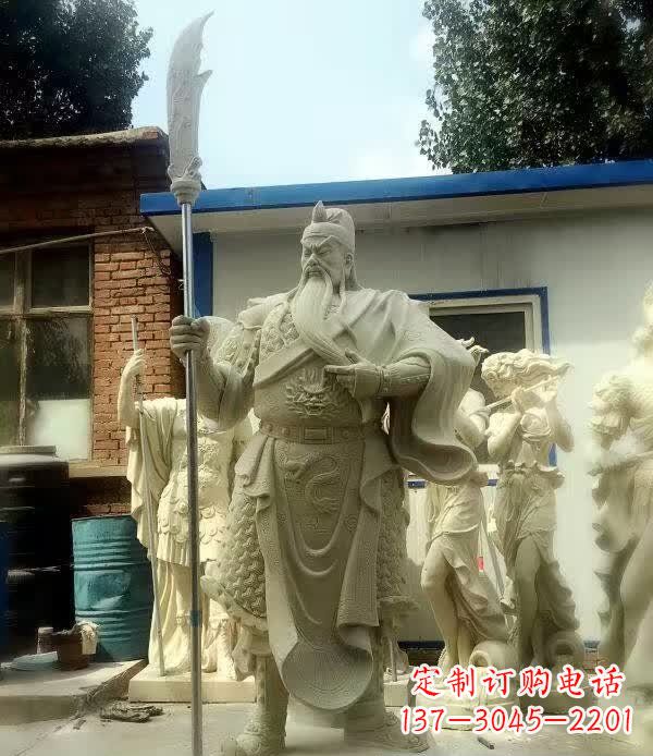 湖南中领雕塑古代关公石雕