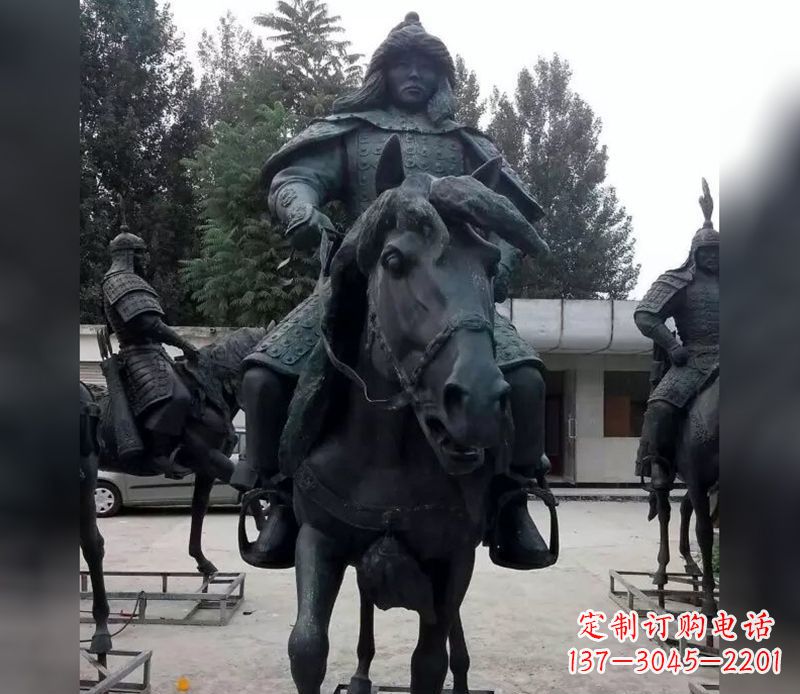 湖南英姿飒爽古代将军骑马铜雕