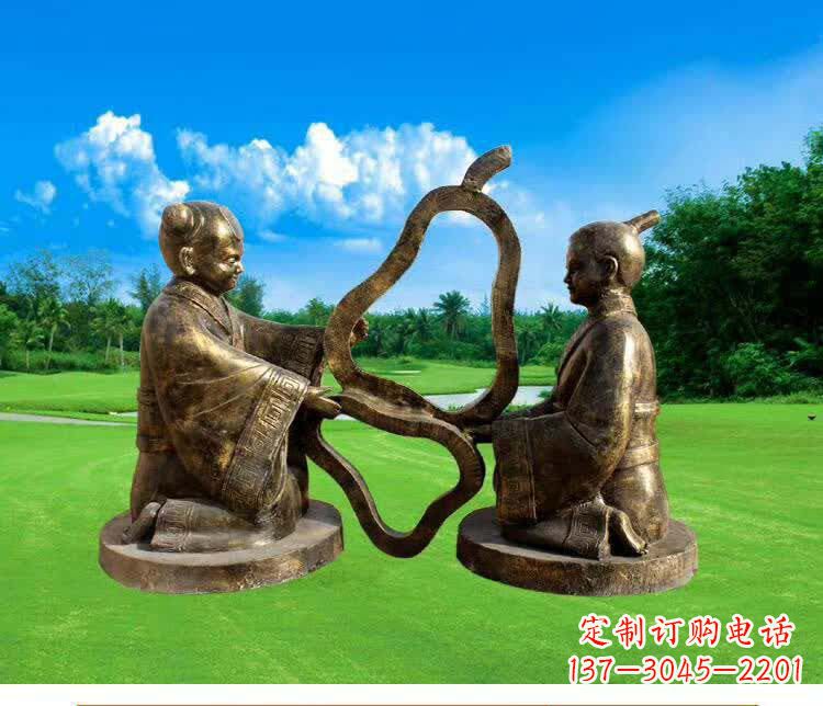 湖南古代孔融让梨人物铜雕