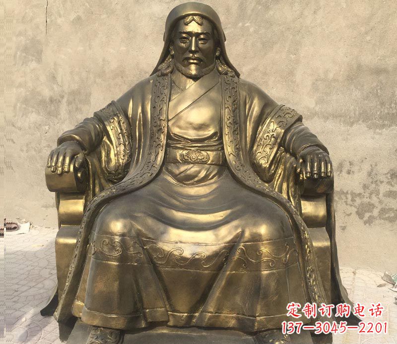 湖南古代名人成吉思汗铜雕