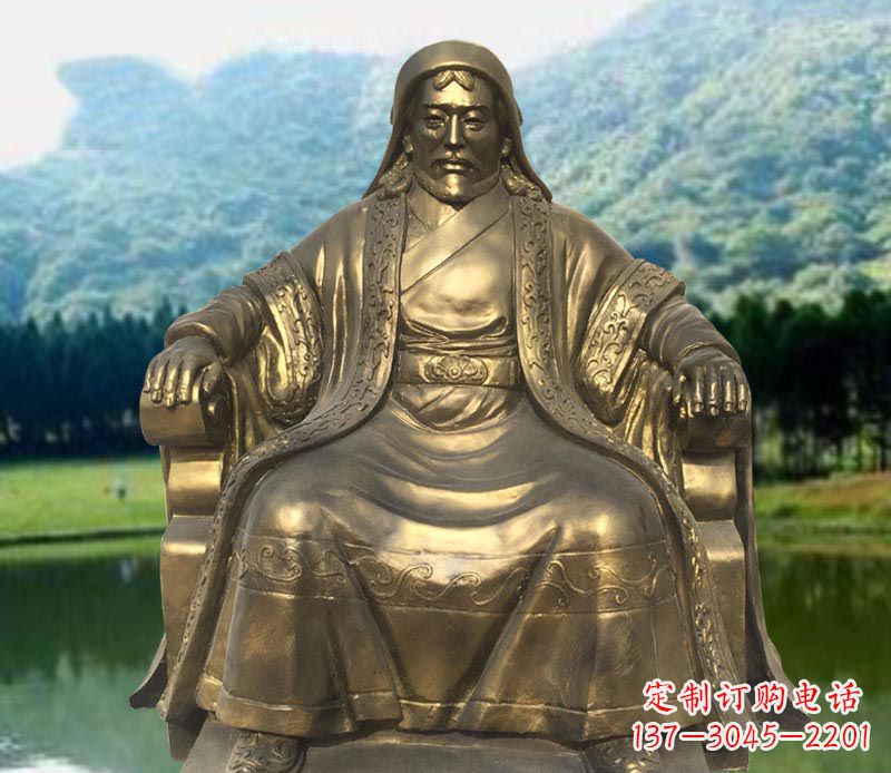 湖南古代名人成吉思汗铜雕2