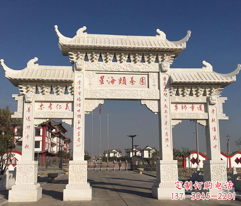 湖南古代牌坊浮雕柱子