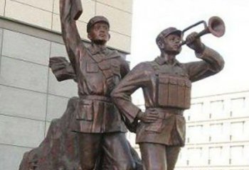 湖南革命精神熠熠冲锋号铜雕
