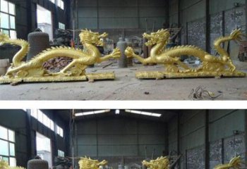 湖南古典传统双龙戏珠铜雕塑