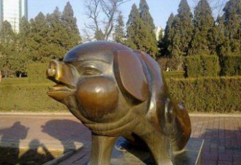 湖南定制公园猪铜雕